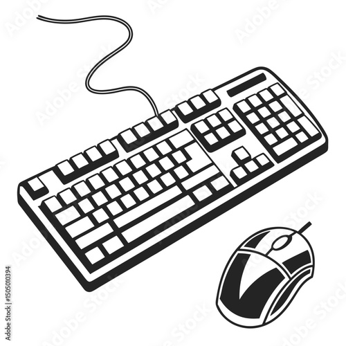 "Keyboard with Mouse Vector Illustration"