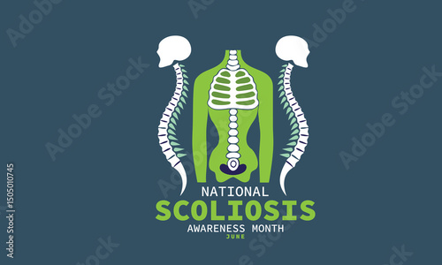 National Scoliosis Awareness Month. Scoliosis concept illustration.