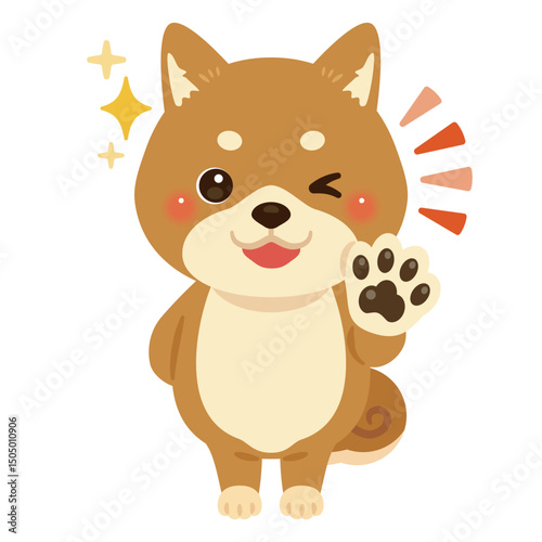 グッドサインを出す柴犬のキャラクターイラスト
