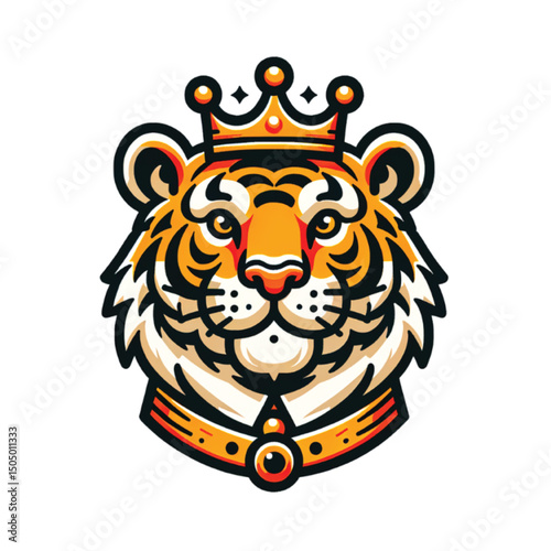 Vector cartoon illustration of a wild striped tiger head, isolated on white life style and fashion design