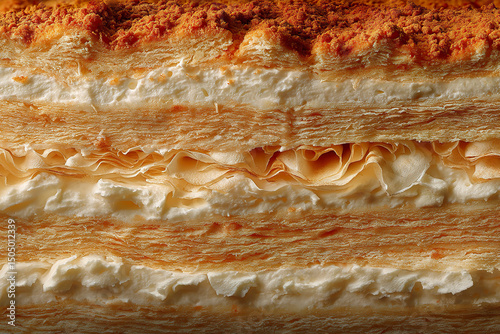 Close-up of vanilla layer cake texture.