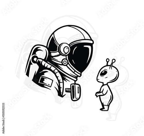 Astronaut with Alien Creature Vector