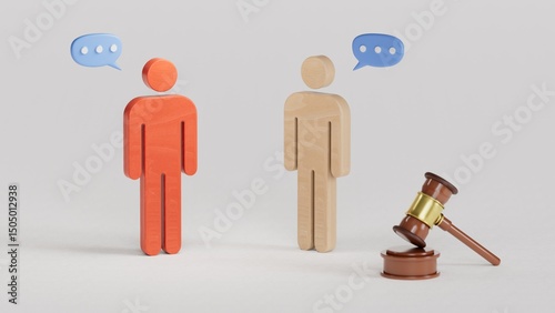 Sides to trial come to a compromise. Reaching consensus.Withdrawal of the claim and settlement of the problem in a particular case.3D rendering on white background.