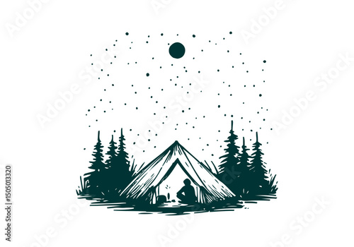 Outdoor Camping hand drawn vector illustration
