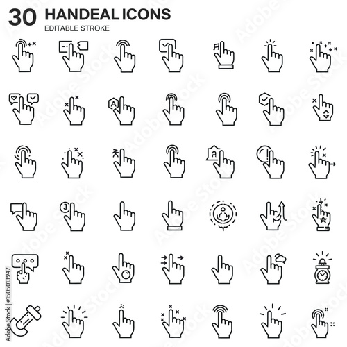 Hand gestures line icons. Handshake, Clapping hands, Victory. Horns, Thumb up finger, drag and drop icons. Donation hand gestures, middle finger, palm. Helping hand, ok sign. Vector
