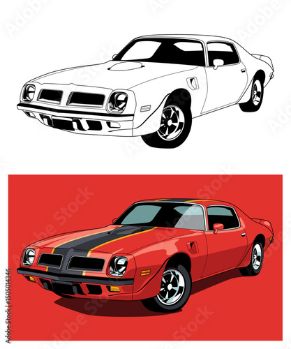 1974 Red Strip Muscle Car legend