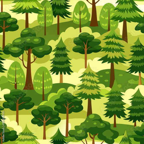 Green Forest Landscape. Lush Trees and Scenic Nature