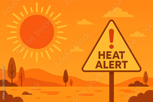 Heat Alert Graphic: Urgent Orange Warning Signal