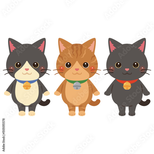 色違いの猫キャラクターイラストセット