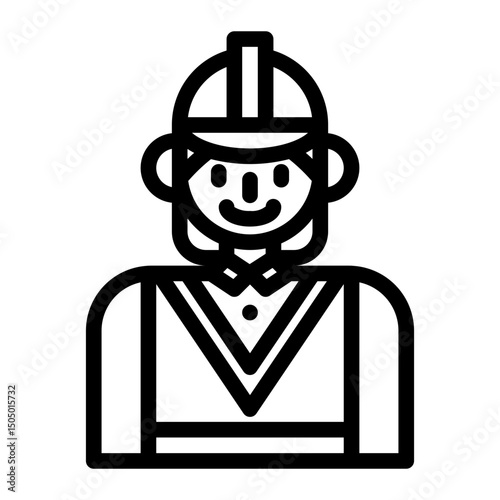Construction worker Icon in Outline Style. Line Art