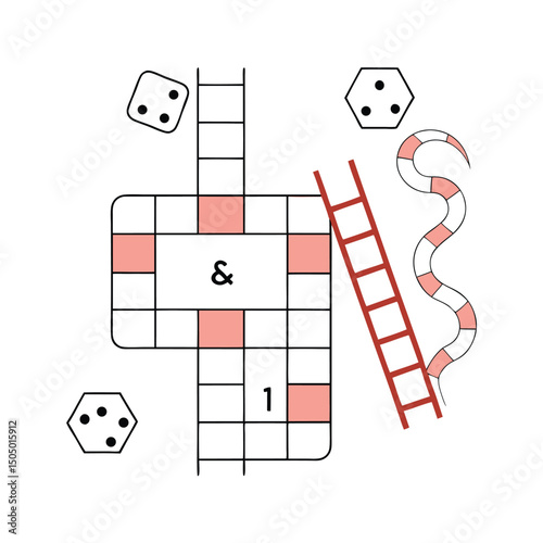 Snakes and Ladders Board Game Illustration