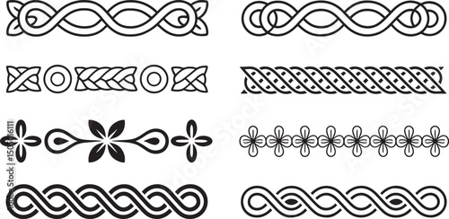 Elegant black and white border designs collection for decorative graphic elements