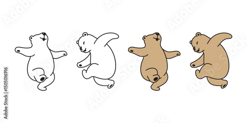 Bear polar icon vector dancing dance teddy pet cartoon character logo symbol illustration clip art isolated
