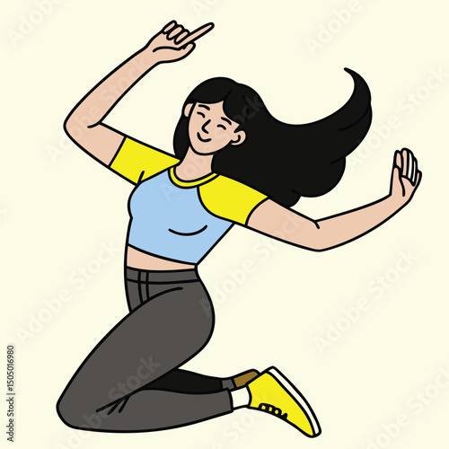 Joyful Woman Jumping and Celebrating Success