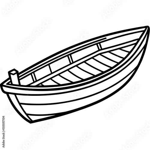 Simple Rowboat Vector on White