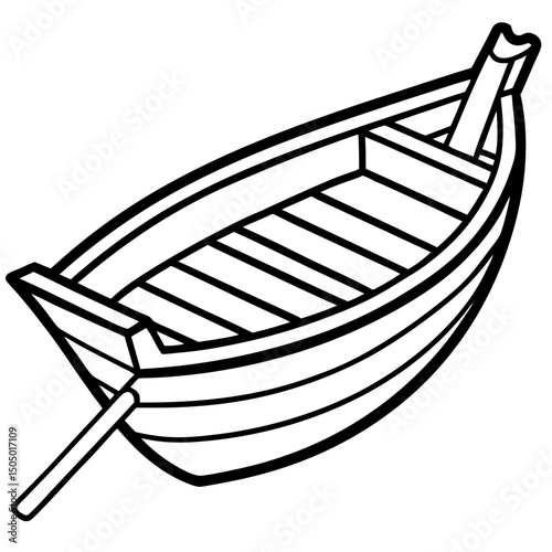 Simple Rowboat Vector on White