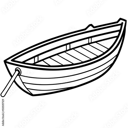 Simple Rowboat Vector on White