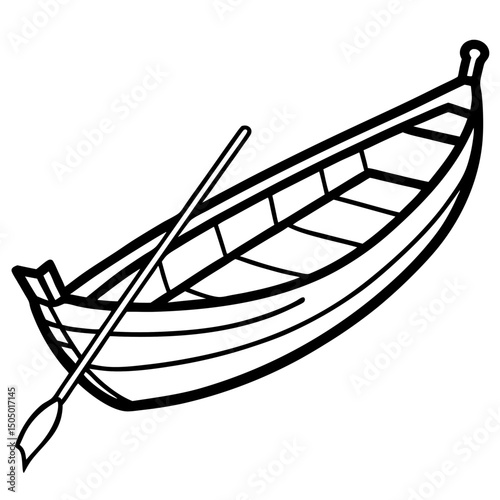 Simple Rowboat Vector on White