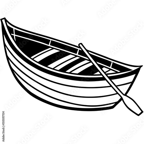 Simple Rowboat Vector on White