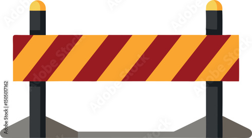 Road Construction Safety Barriers and Traffic Cones Illustration - Roadwork Safety Equipment, Traffic Control Devices, Construction Zone Warning Signs, Road Maintenance Safety Measures, Traffic Manage