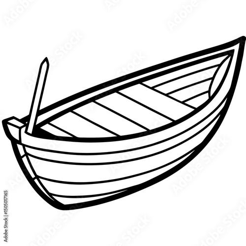 Simple Rowboat Vector on White