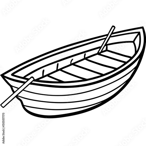 Simple Rowboat Vector on White