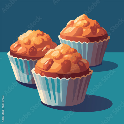 Delicious muffins in paper cups.