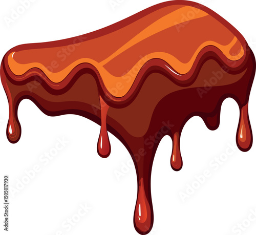 Delicious Dripping Chocolate Syrup Illustration - Tasty Dessert Topping, Rich Cocoa Sauce, Glossy Confectionery, Sweet Chocolate Drizzle, Indulgent Treat, Smooth Sugary Coating, Yummy Brown Liquid