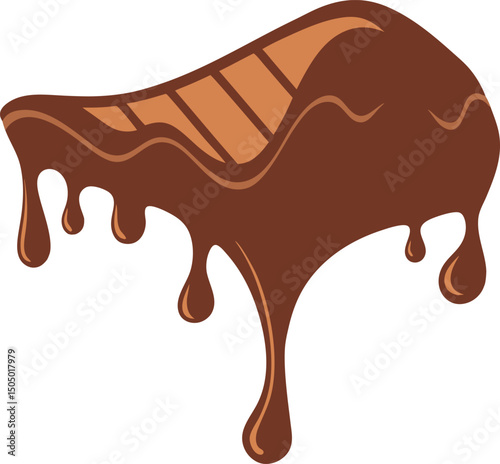 Delicious Dripping Chocolate Syrup Illustration - Tasty Dessert Topping, Rich Cocoa Sauce, Glossy Confectionery, Sweet Chocolate Drizzle, Indulgent Treat, Smooth Sugary Coating, Yummy Brown Liquid