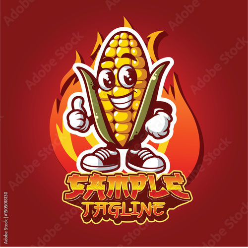 Cheerful Corn Cob Mascot Brand Logo Design