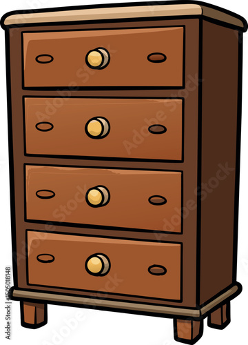 Classic Wooden Chest of Drawers with Four Storage Compartments and Round Knobs for Home Organization and Interior Design