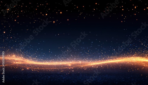 Abstract glowing light background with golden and blue bokeh effects, creating a dreamy and magical atmosphere.