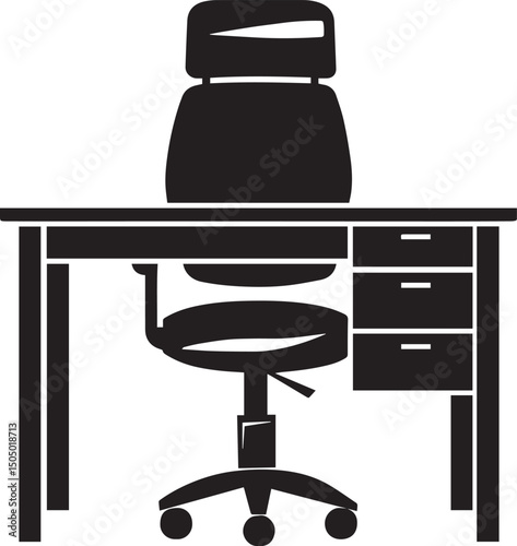 office table icon black vector illustration