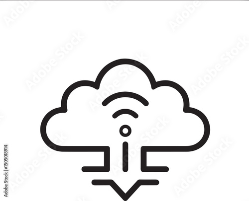 cloud data linear icon black vector illustration