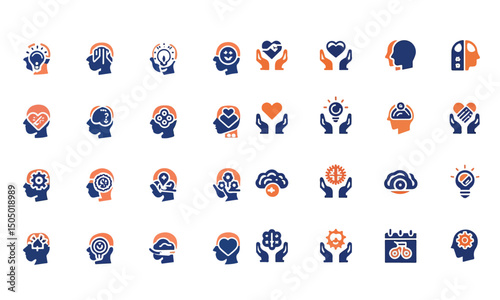 mental wellness icon set vector