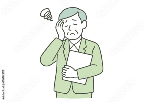 悩みを抱えるビジネスマンのイラスト