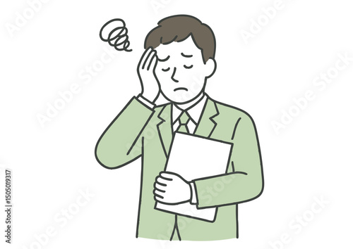 悩みを抱えるビジネスマンのイラスト