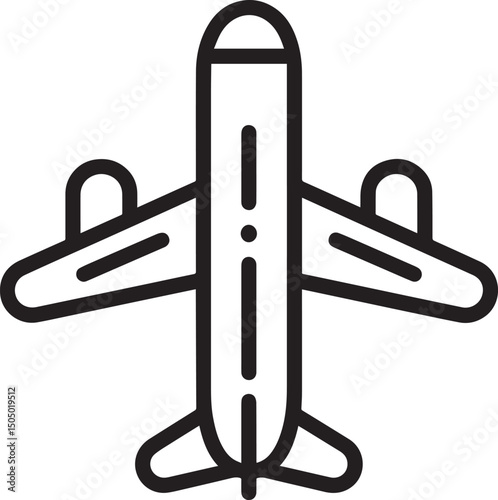 airplane linear icon black vector illustration