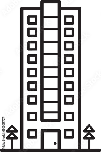 building linear icon black vector illustration