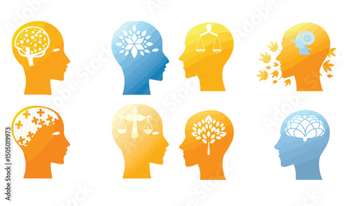 mental wellness icon set vector
