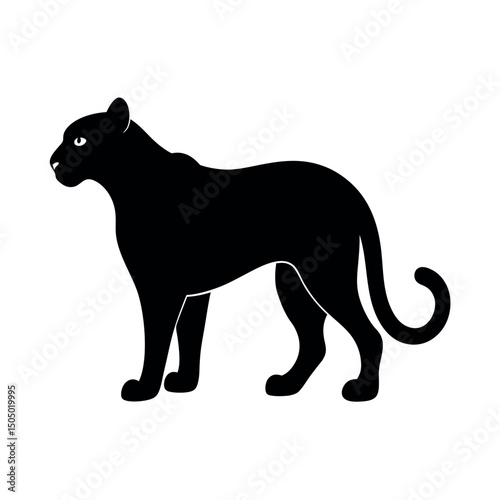 Leopard Animal Silhouette in Black Vector