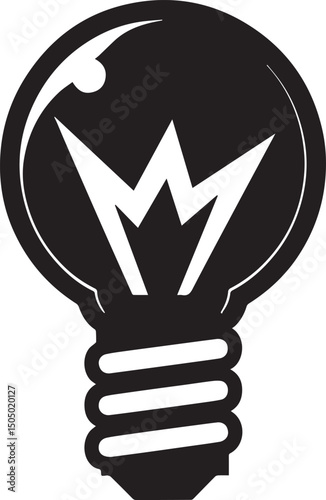 a minimalist and simple logo for a lighbulb , in black and white, created by a professional design agency icon black vector illustration