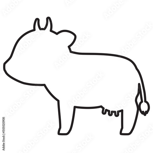 横向きの乳牛の線画