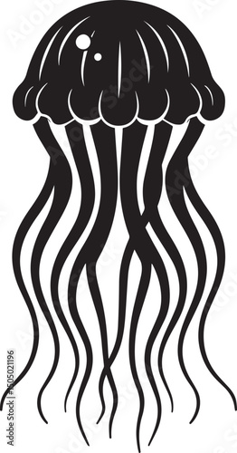 vector icon : black silhouette of a cartoon jellyfish on a white background icon black vector illustration