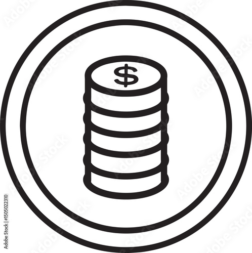A simple black and white, circular keyline icon, vector style depicting financial credit guarantee icon black vector illustration