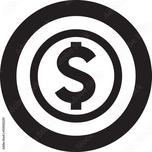 A simple black and white, circular keyline icon, vector style depicting financial credit guarantee icon black vector illustration