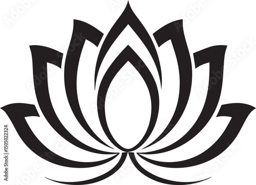 modern minimalistic lotus flower logo, black and white, natural, flower icon black vector illustration