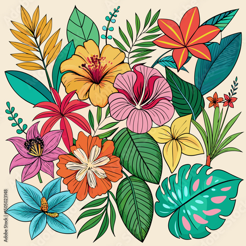 Vibrant Tropical Flowers. A Botanical Masterpiece