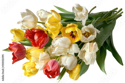 Bouquet Of Yellow Tulipps isolated on a transparent background photo
