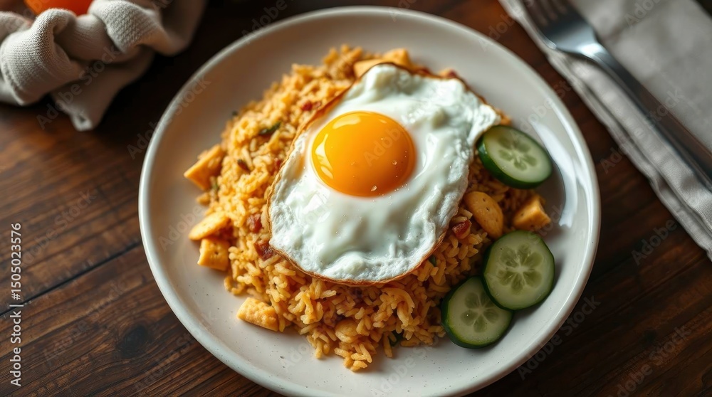 Golden Fried Egg atop Savory Fried Rice: A Warm Culinary Delight Golden Fried Egg atop Savory Fried Rice: A Warm Culinary Delight